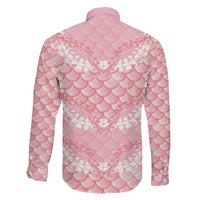 Soft Pink Mermaid Puakenikeni Maile Lei Family Matching Long Sleeve Bodycon Dress and Hawaiian Shirt LT01 - Polynesian Pride