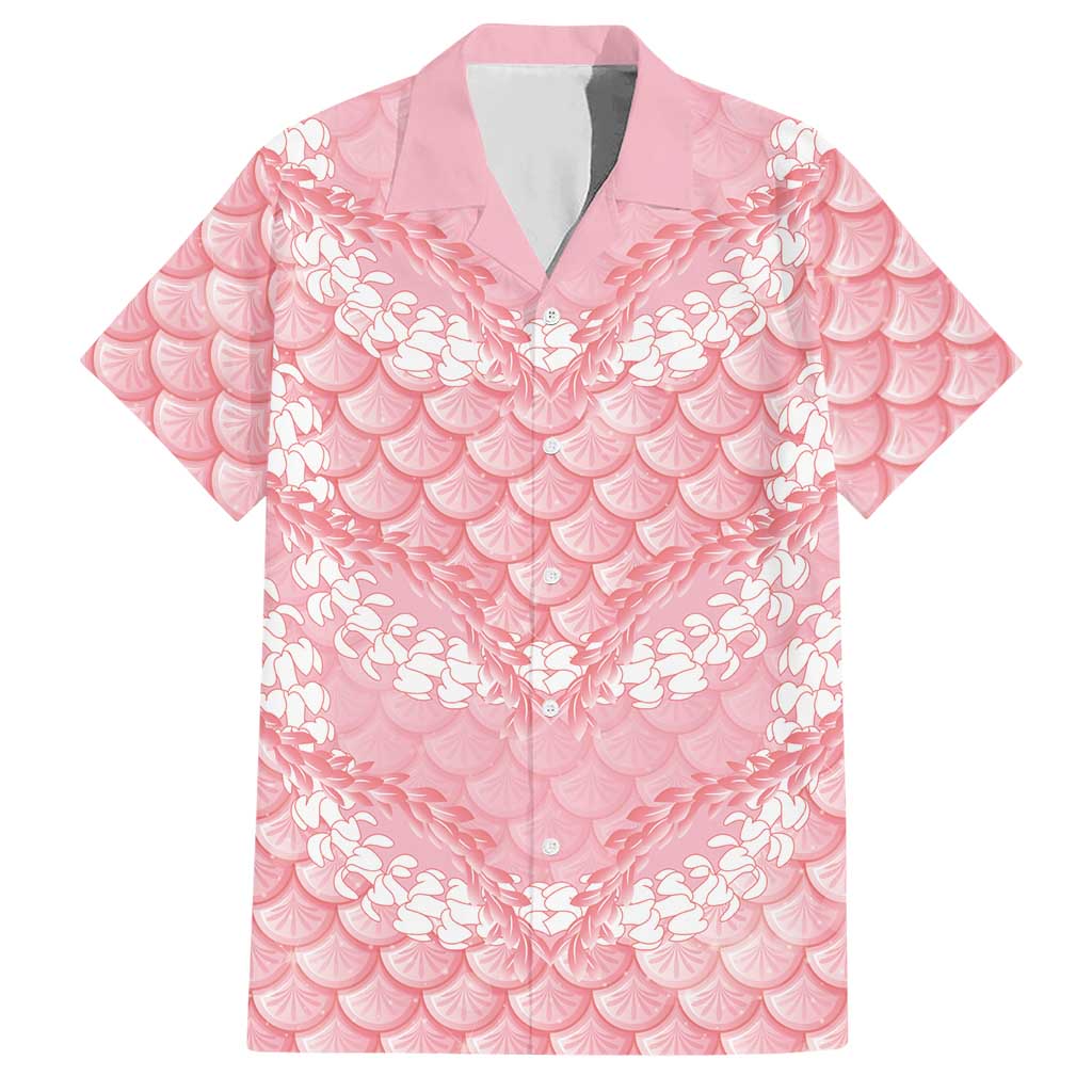 Soft Pink Mermaid Puakenikeni Maile Lei Hawaiian Shirt