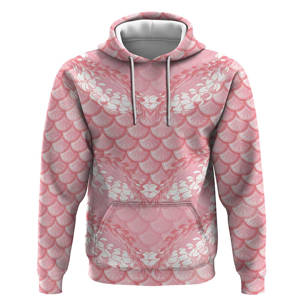 Soft Pink Mermaid Puakenikeni Maile Lei Hoodie
