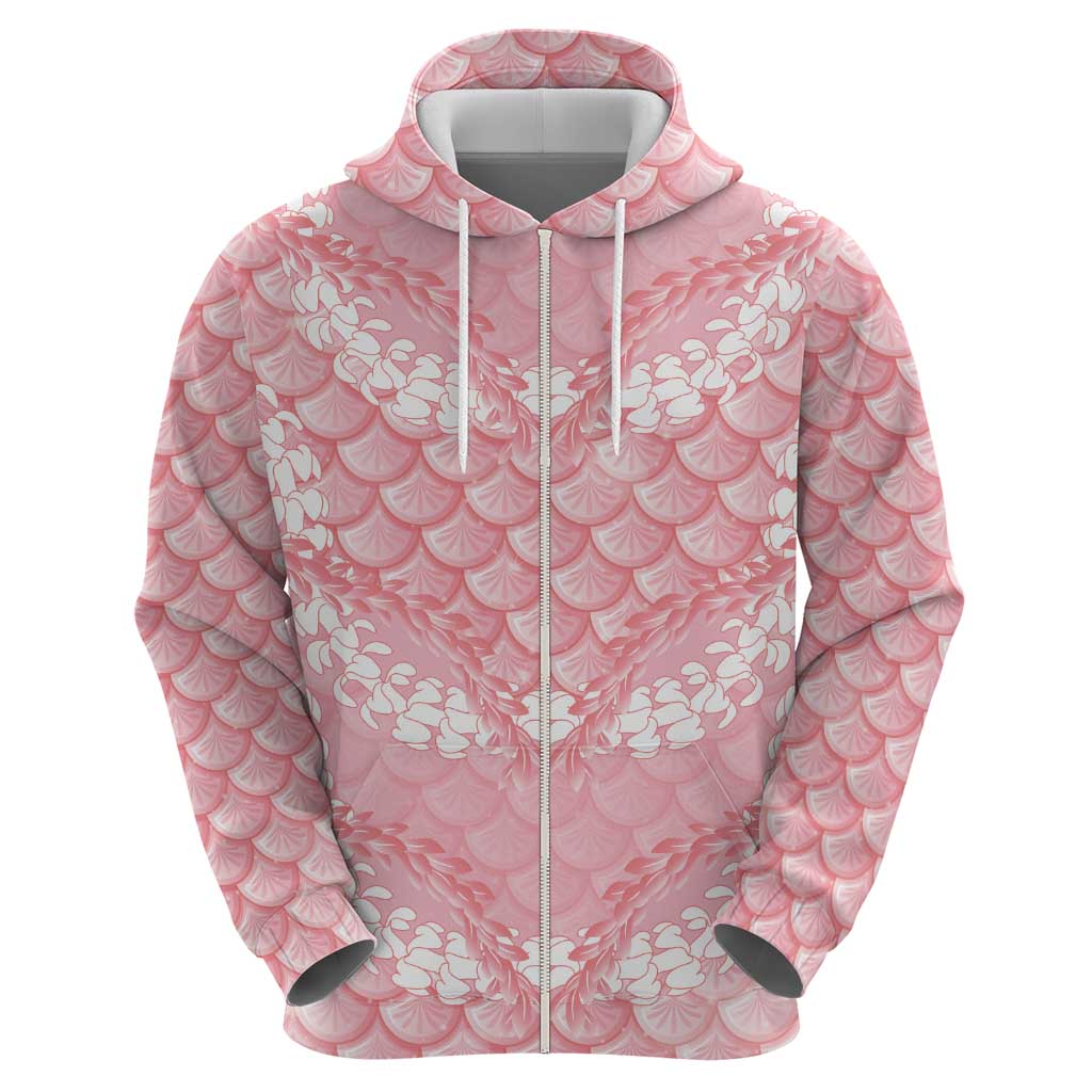 Soft Pink Mermaid Puakenikeni Maile Lei Hoodie