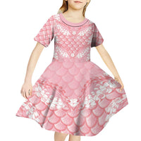 Soft Pink Mermaid Puakenikeni Maile Lei Kid Short Sleeve Dress