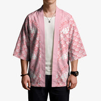 Soft Pink Mermaid Puakenikeni Maile Lei Kimono
