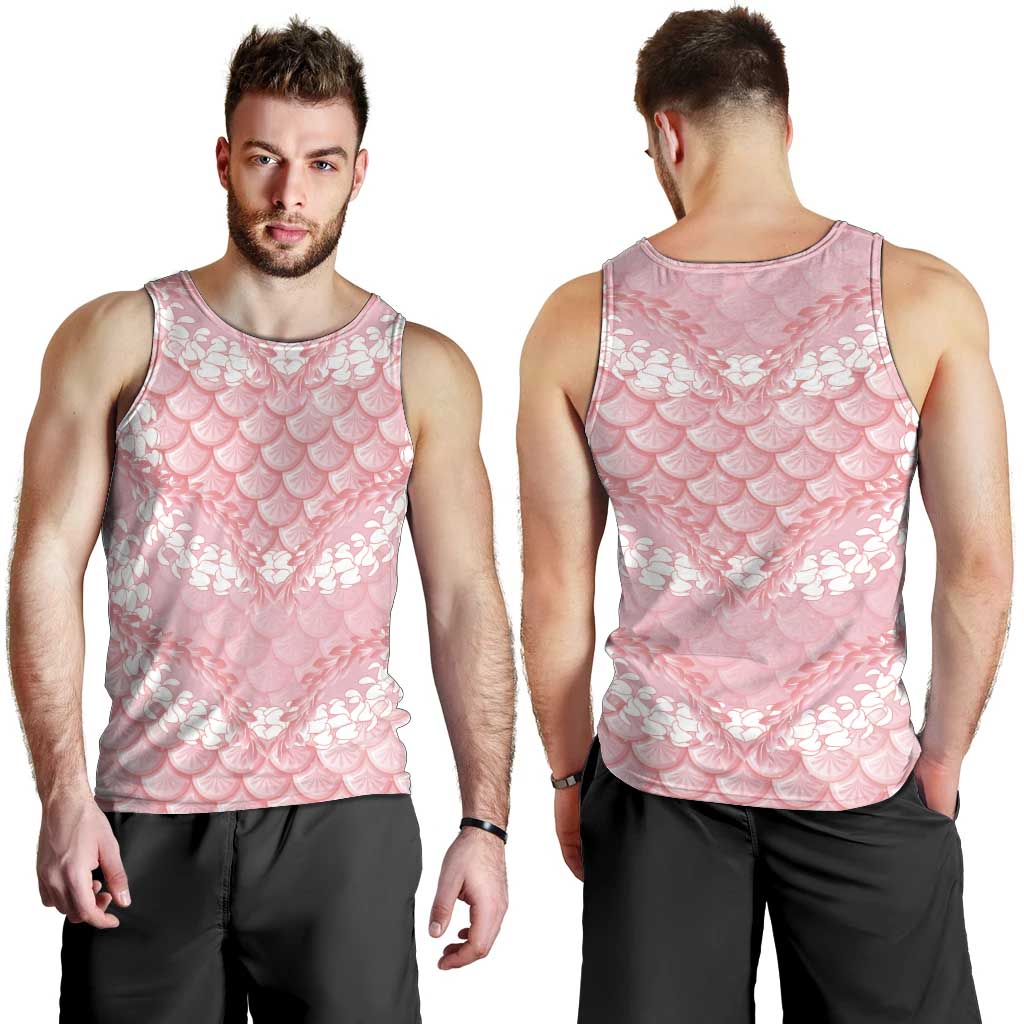 Soft Pink Mermaid Puakenikeni Maile Lei Men Tank Top