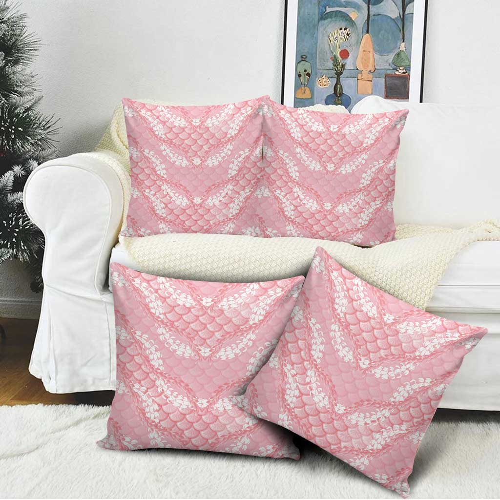 Soft Pink Mermaid Puakenikeni Maile Lei Pillow Cover