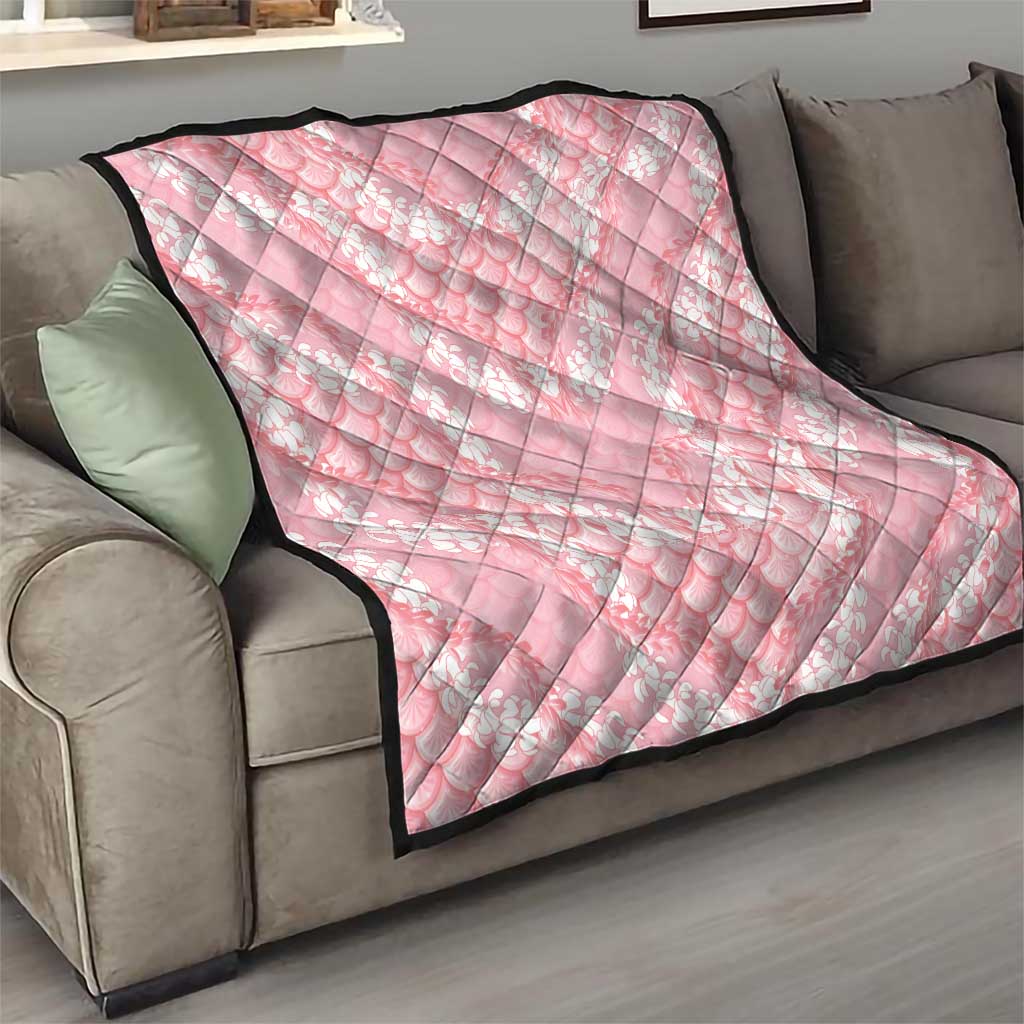 Soft Pink Mermaid Puakenikeni Maile Lei Quilt