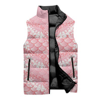 Soft Pink Mermaid Puakenikeni Maile Lei Sleeveless Puffer Jacket