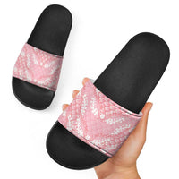 Soft Pink Mermaid Puakenikeni Maile Lei Slide Sandals
