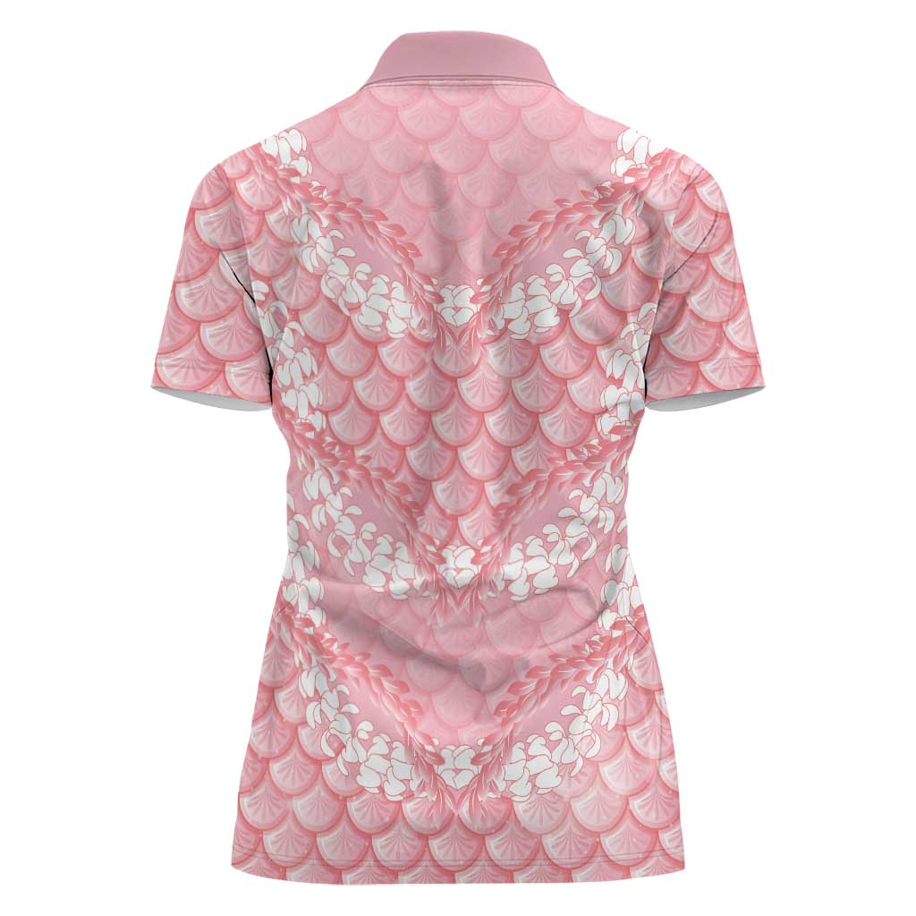 Soft Pink Mermaid Puakenikeni Maile Lei Women Polo Shirt