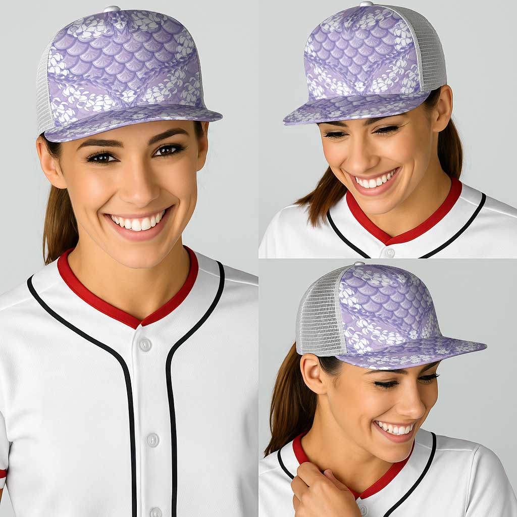 Lilac Mermaid Puakenikeni Maile Lei Baseball Net Cap