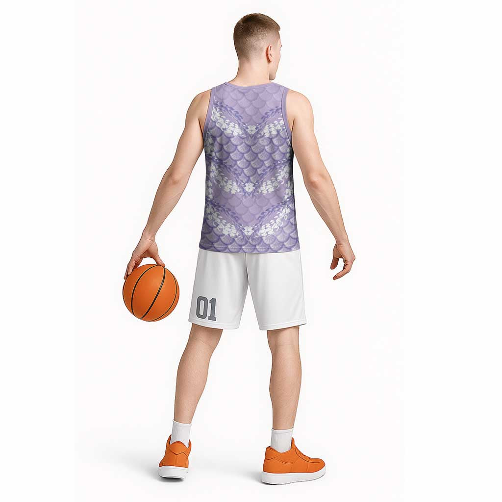 Lilac Mermaid Puakenikeni Maile Lei Basketball Jersey LT01 - Polynesian Pride