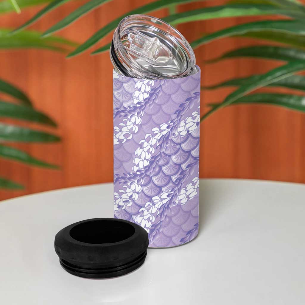 Lilac Mermaid Puakenikeni Maile Lei 4 in 1 Can Cooler Tumbler