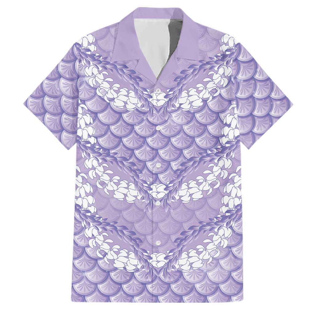 Lilac Mermaid Puakenikeni Maile Lei Family Matching Long Sleeve Bodycon Dress and Hawaiian Shirt LT01 Dad's Shirt - Short Sleeve Purple - Polynesian Pride
