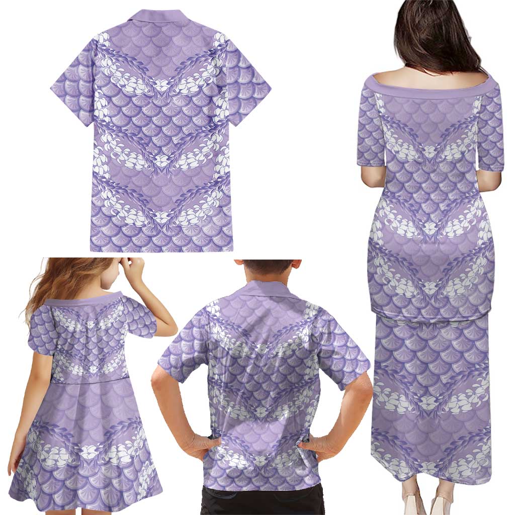 Lilac Mermaid Puakenikeni Maile Lei Family Matching Puletasi and Hawaiian Shirt LT01 - Polynesian Pride