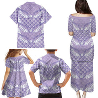 Lilac Mermaid Puakenikeni Maile Lei Family Matching Puletasi and Hawaiian Shirt LT01 - Polynesian Pride