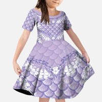 Lilac Mermaid Puakenikeni Maile Lei Family Matching Tank Maxi Dress and Hawaiian Shirt LT01 Daughter's Dress Purple - Polynesian Pride