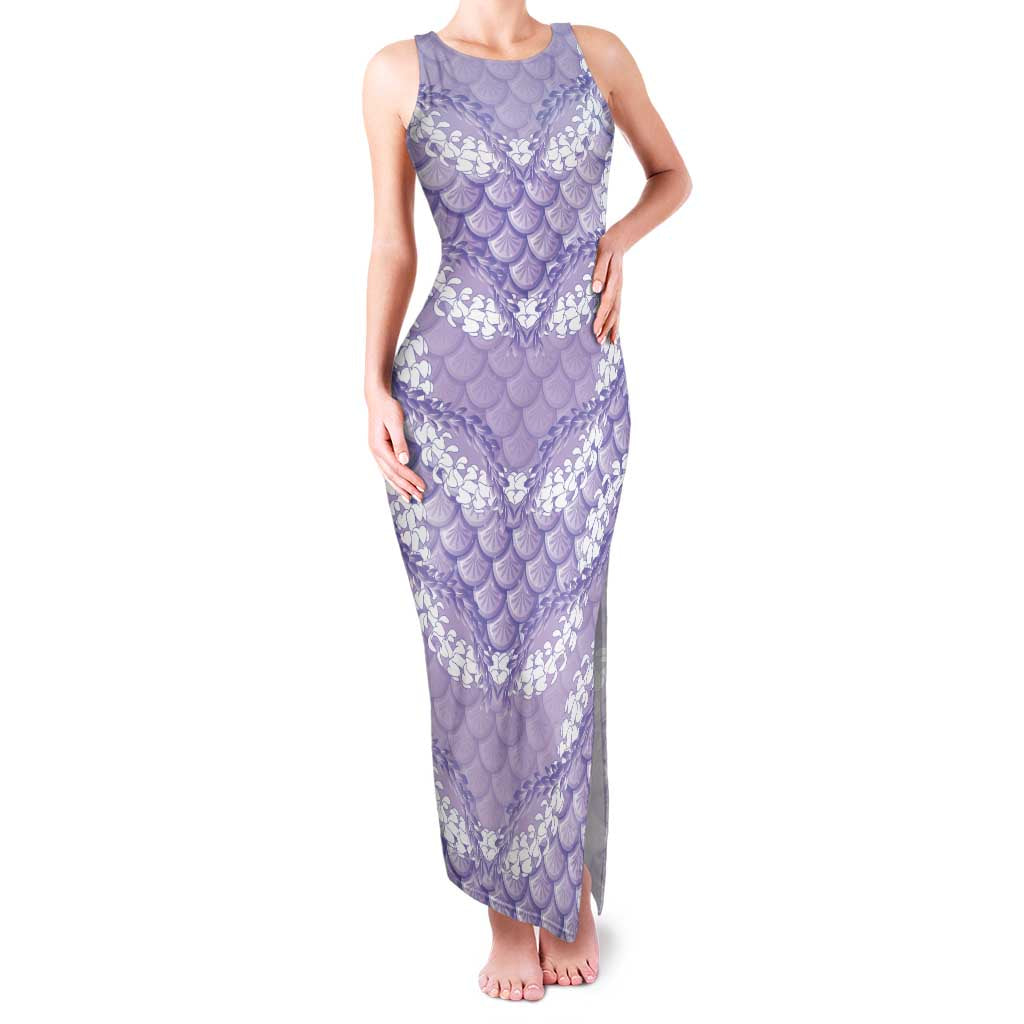 Lilac Mermaid Puakenikeni Maile Lei Family Matching Tank Maxi Dress and Hawaiian Shirt LT01 Mom's Dress Purple - Polynesian Pride
