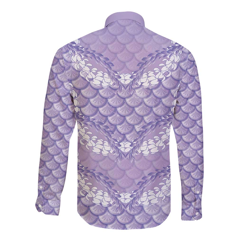 Lilac Mermaid Puakenikeni Maile Lei Long Sleeve Button Shirt