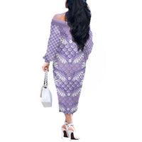 Lilac Mermaid Puakenikeni Maile Lei Off The Shoulder Long Sleeve Dress