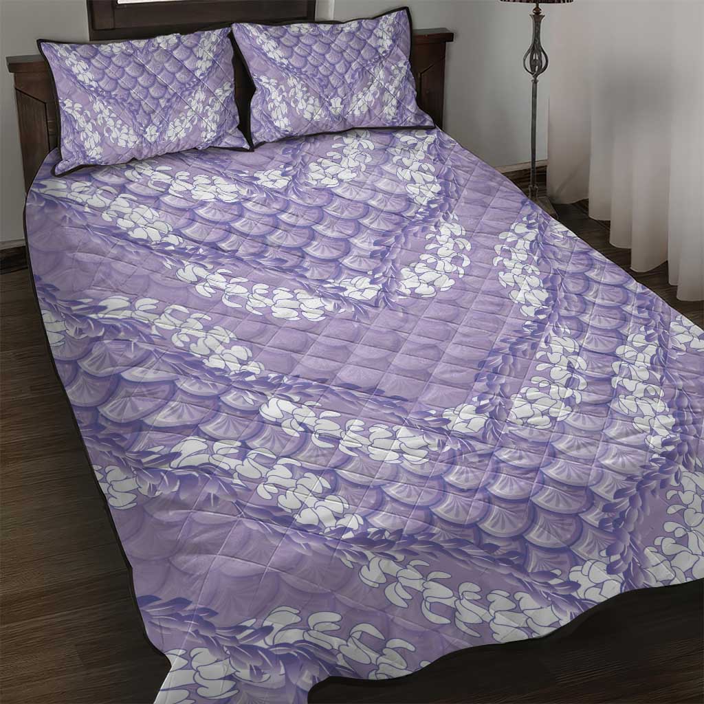 Lilac Mermaid Puakenikeni Maile Lei Quilt Bed Set