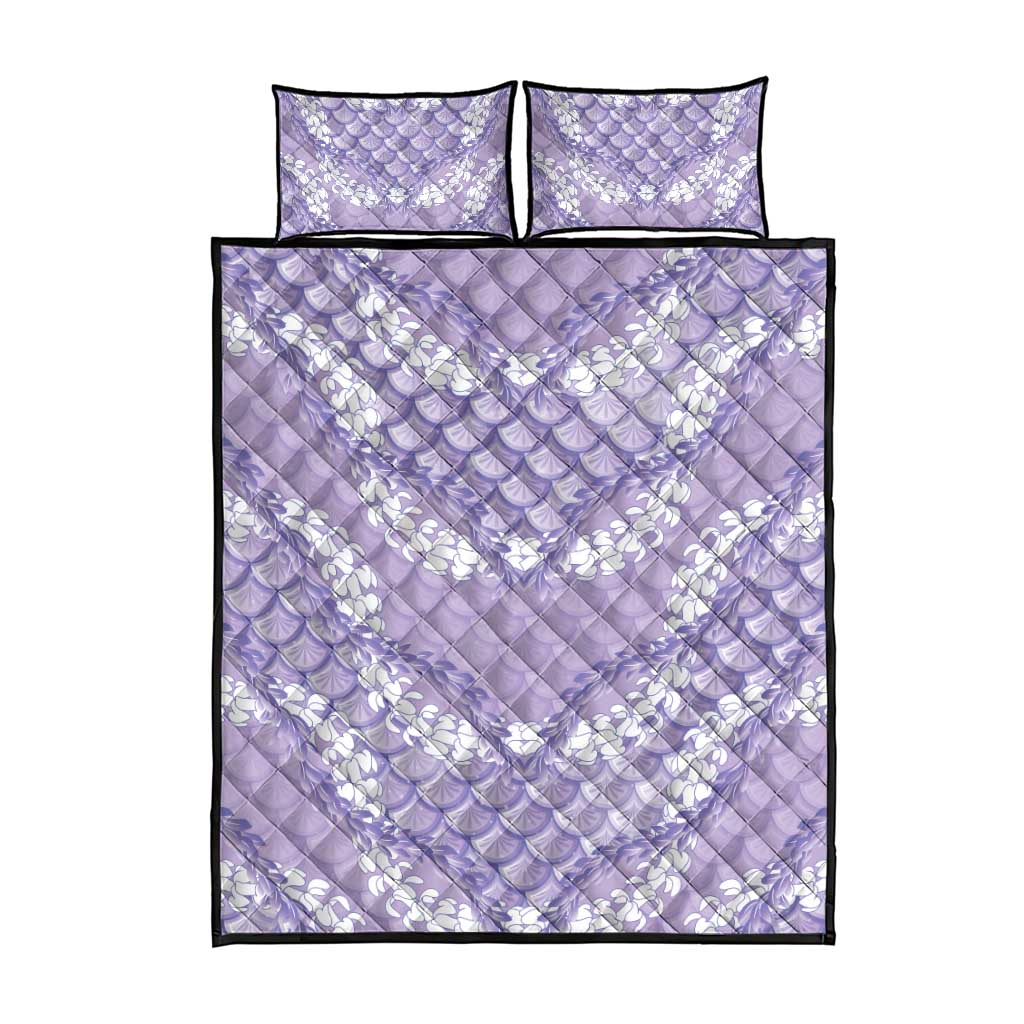Lilac Mermaid Puakenikeni Maile Lei Quilt Bed Set