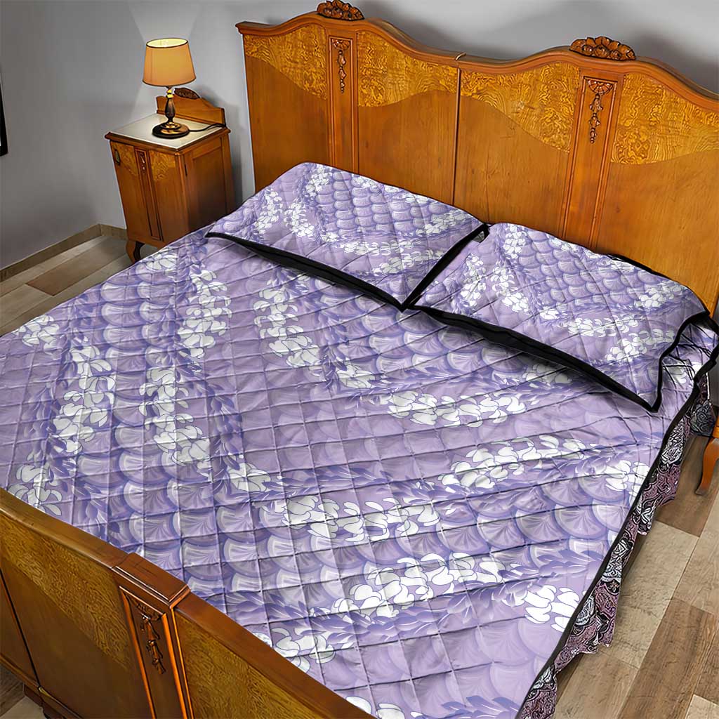 Lilac Mermaid Puakenikeni Maile Lei Quilt Bed Set