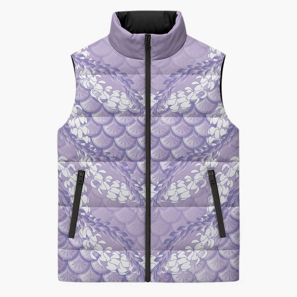 Lilac Mermaid Puakenikeni Maile Lei Sleeveless Puffer Jacket