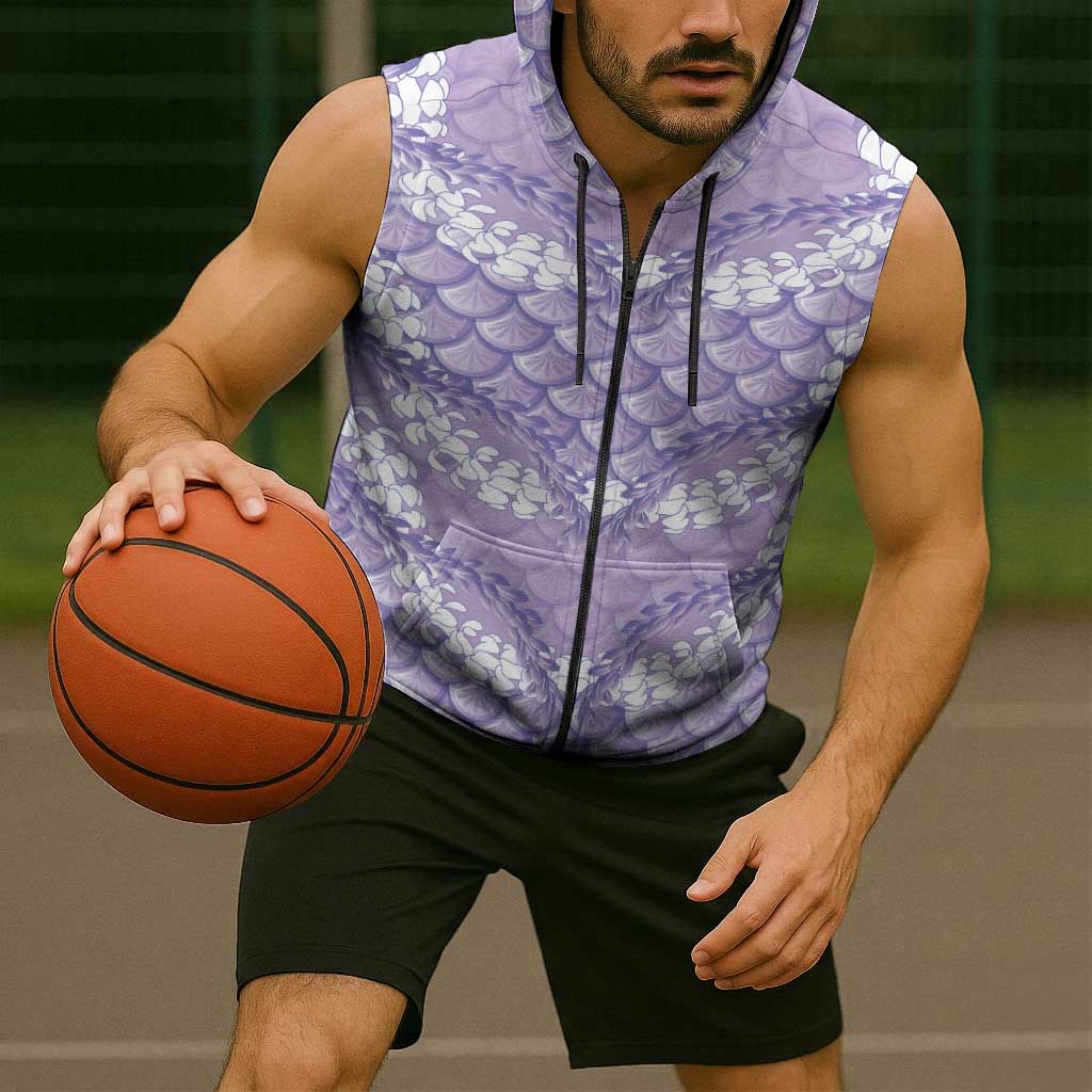 Lilac Mermaid Puakenikeni Maile Lei Sleeveless Zip Hoodie