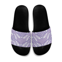 Lilac Mermaid Puakenikeni Maile Lei Slide Sandals