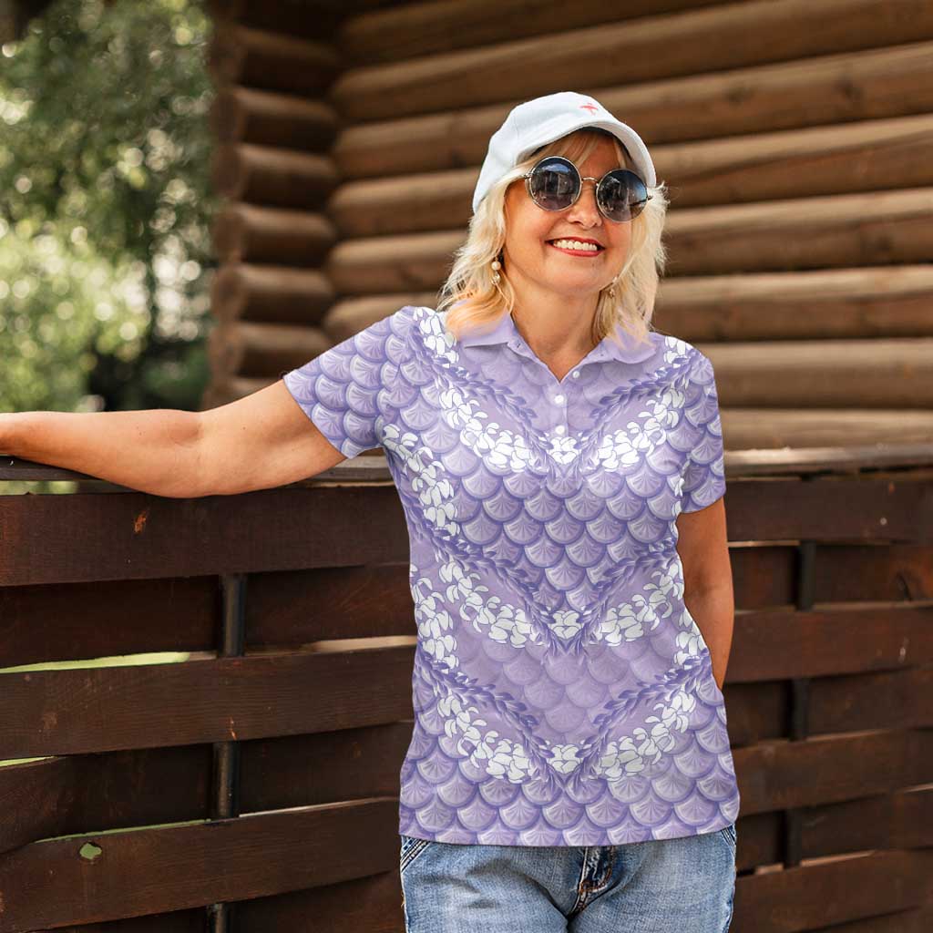Lilac Mermaid Puakenikeni Maile Lei Women Polo Shirt