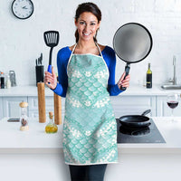 Light Turquoise Mermaid Puakenikeni Maile Lei Apron