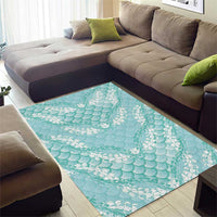 Light Turquoise Mermaid Puakenikeni Maile Lei Area Rug