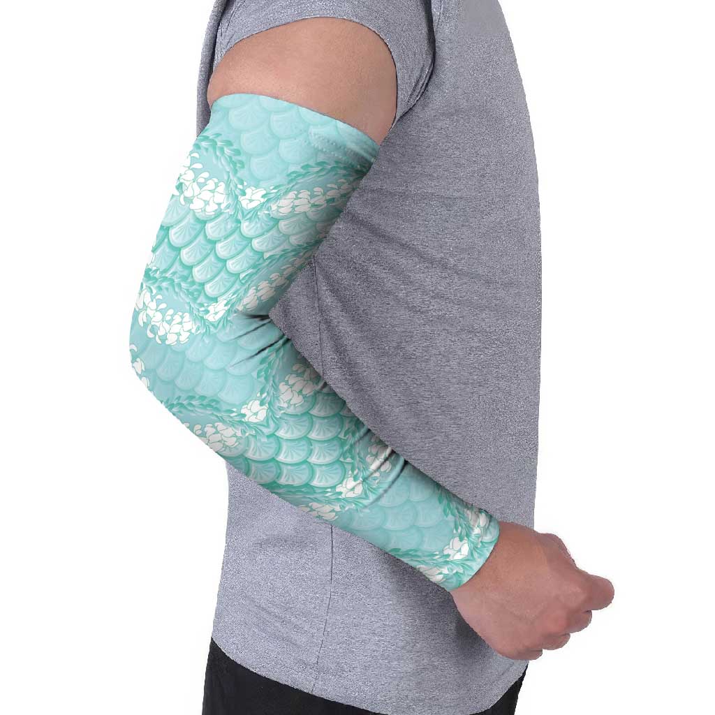 Light Turquoise Mermaid Puakenikeni Maile Lei Arm Sleeves