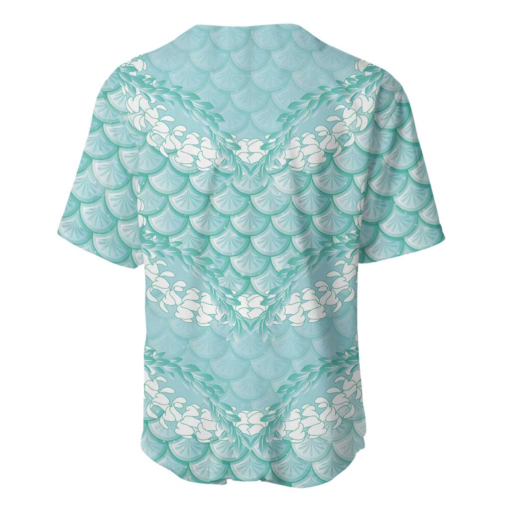 Light Turquoise Mermaid Puakenikeni Maile Lei Baseball Jersey