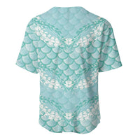 Light Turquoise Mermaid Puakenikeni Maile Lei Baseball Jersey