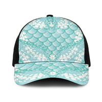 Light Turquoise Mermaid Puakenikeni Maile Lei Baseball Net Cap