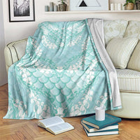 Light Turquoise Mermaid Puakenikeni Maile Lei Blanket