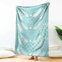 Light Turquoise Mermaid Puakenikeni Maile Lei Blanket