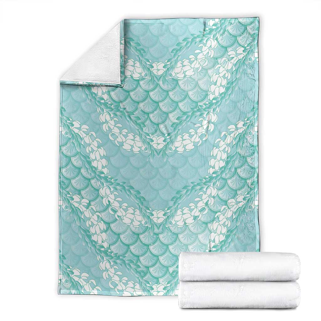Light Turquoise Mermaid Puakenikeni Maile Lei Blanket