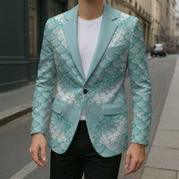 Light Turquoise Mermaid Puakenikeni Maile Lei Blazer