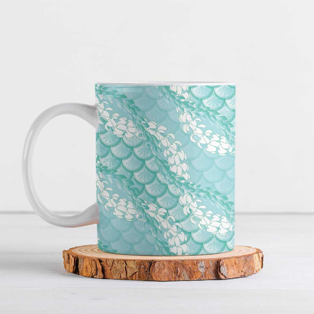 Light Turquoise Mermaid Puakenikeni Maile Lei Ceramic Mug