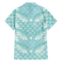 Light Turquoise Mermaid Puakenikeni Maile Lei Family Matching Mermaid Dress and Hawaiian Shirt LT01 - Polynesian Pride