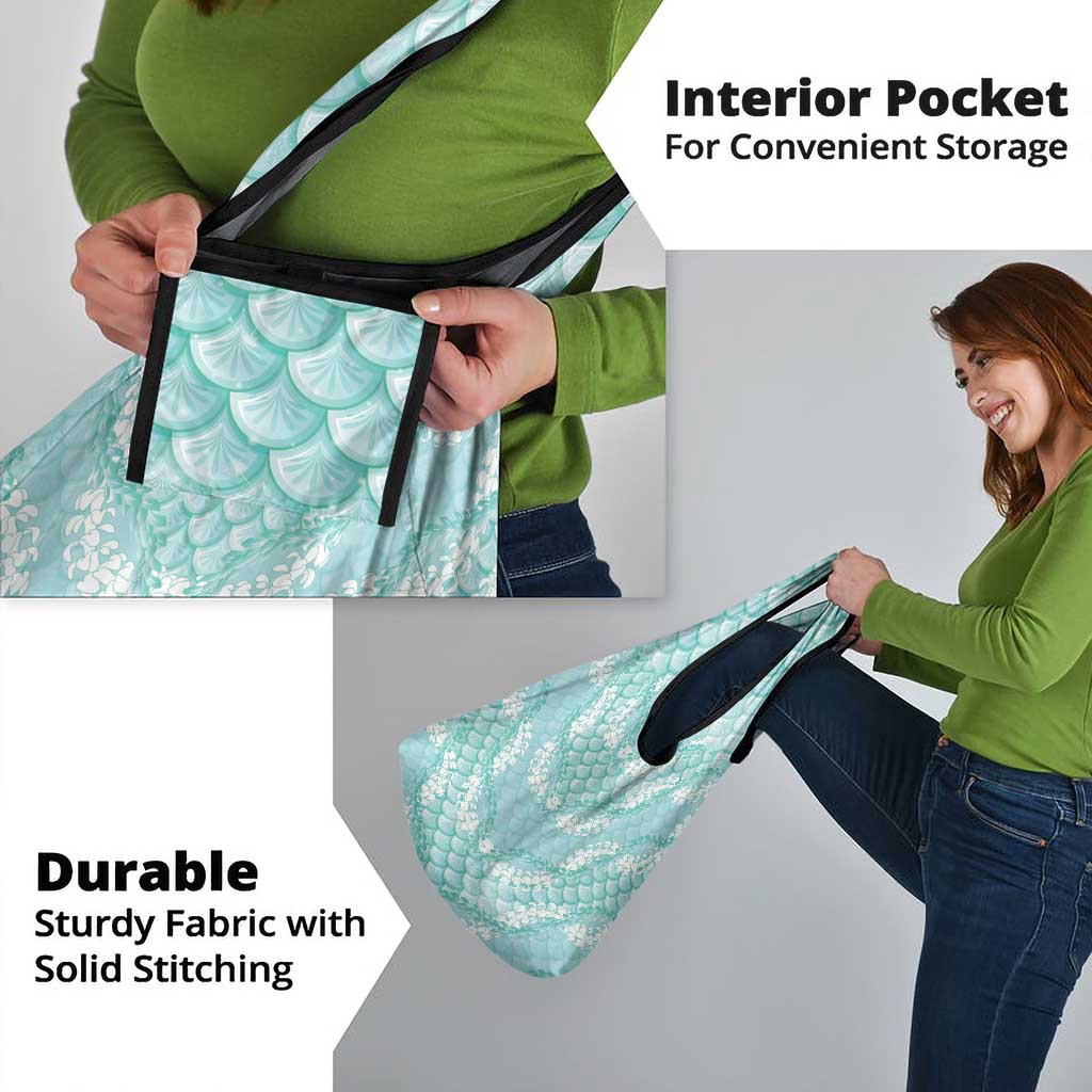 Light Turquoise Mermaid Puakenikeni Maile Lei Grocery Bag