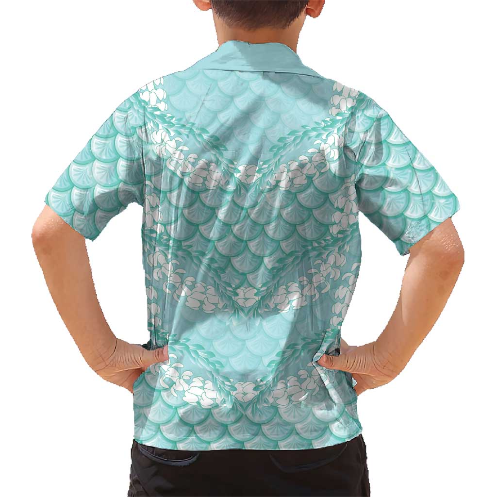 Light Turquoise Mermaid Puakenikeni Maile Lei Hawaiian Shirt