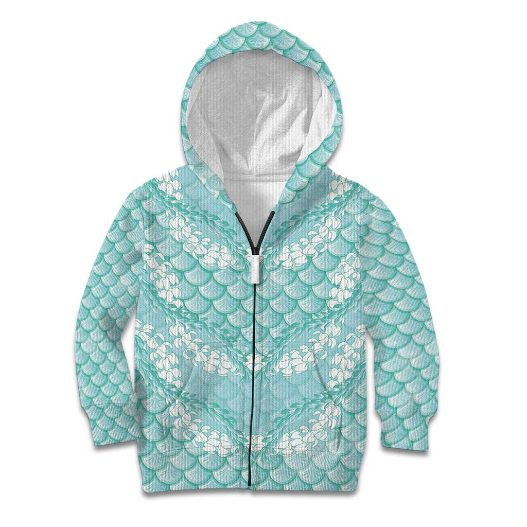 Light Turquoise Mermaid Puakenikeni Maile Lei Kid Hoodie
