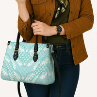 Light Turquoise Mermaid Puakenikeni Maile Lei Leather Bag
