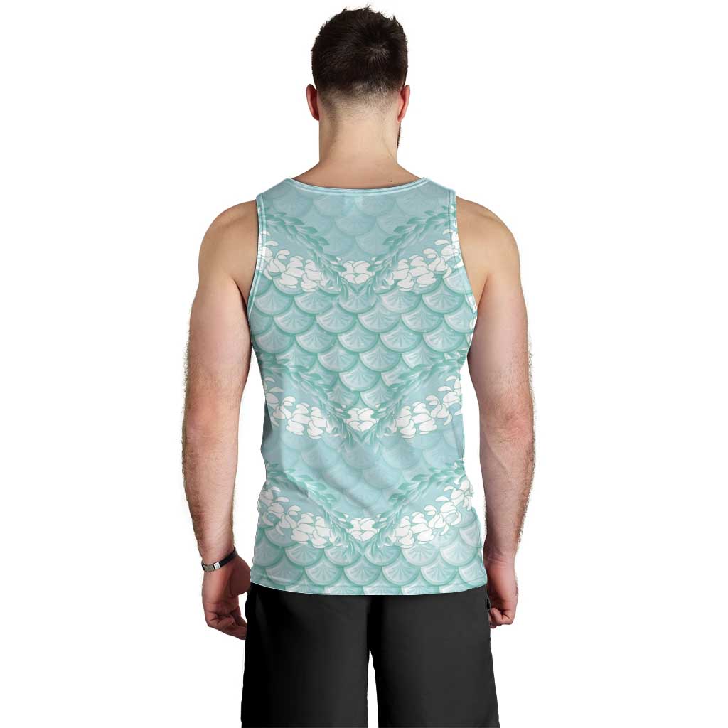 Light Turquoise Mermaid Puakenikeni Maile Lei Men Tank Top