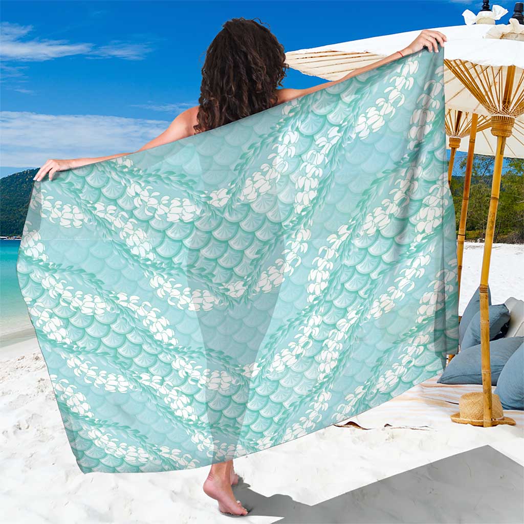 Light Turquoise Mermaid Puakenikeni Maile Lei Sarong