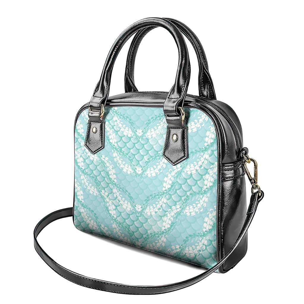 Light Turquoise Mermaid Puakenikeni Maile Lei Shoulder Handbag