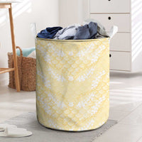 Pastel Yellow Mermaid Puakenikeni Maile Lei Laundry Basket