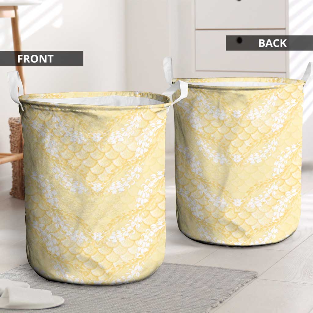 Pastel Yellow Mermaid Puakenikeni Maile Lei Laundry Basket